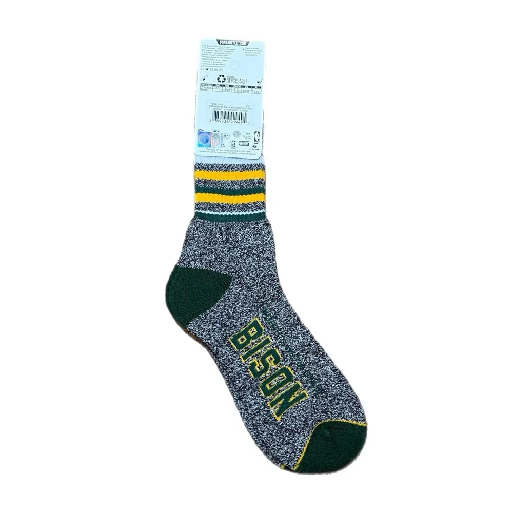 Men's NCAA North Dakota State Bison Crew Socks‎ For Bare Feet Size L (10-13) NWT